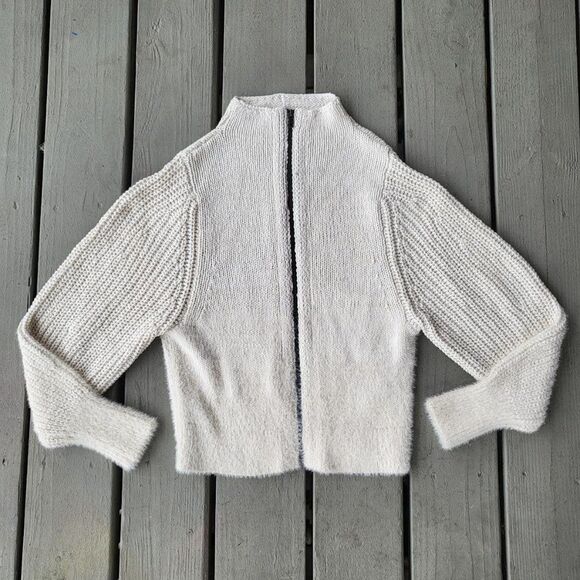 Anthropologie Pilcro Sweater Cardigan Winnie Long Dolman Sleeve Zip-Up‎ Cream MP - Picture 5 of 11